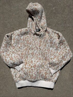 UGG Leopard Sherpa Hoodie - Cream, Pink & Beige